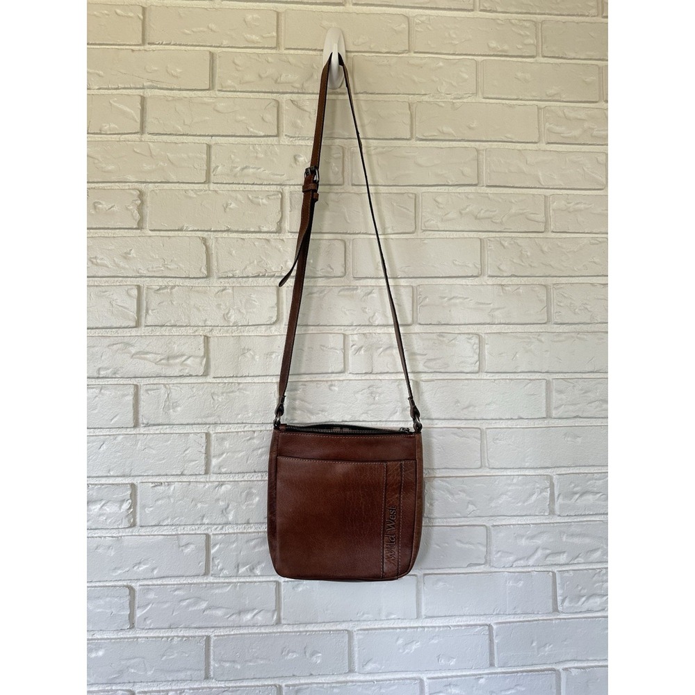 Wild West LA Brown Distressed Leather Crossbody Bag  Rory Gilmore Plaid Interior